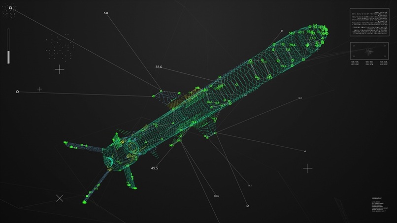 A schematic of a missile